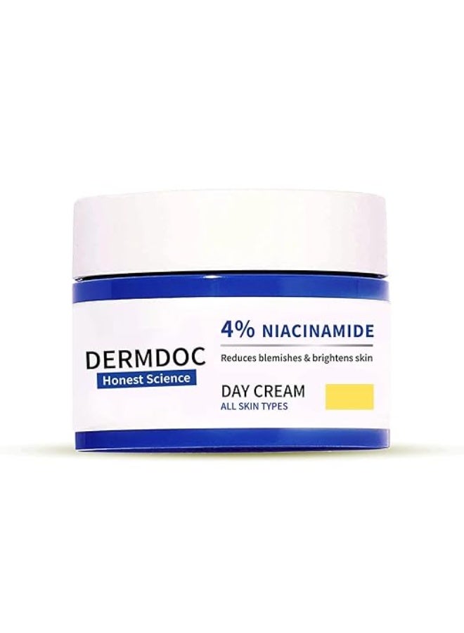 DERMDOC 4% Niacinamide Face Cream (50 gm) for Skin Brightening | Skin Brightening Face Cream I Day Cream I Niacinamide Brightening Cream I Glowing Skin I Improves Skin Texture - Image 1